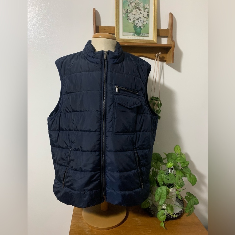 Joseph Abboud Navy Puffer Vest XXL Water Repellent Outdoor Ready Like New - Picture 6 of 16